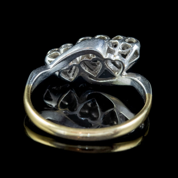 Antique Edwardian Diamond Heart Trilogy Twist Ring 18Ct Gold Platinum Circa 1905