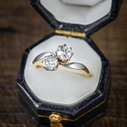 Antique Edwardian Diamond Toi Et Moi Twist Ring 1.04ct Diamond With Cert