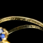 Antique Edwardian Diamond Sapphire Twist Ring 18Ct Gold Circa 1910