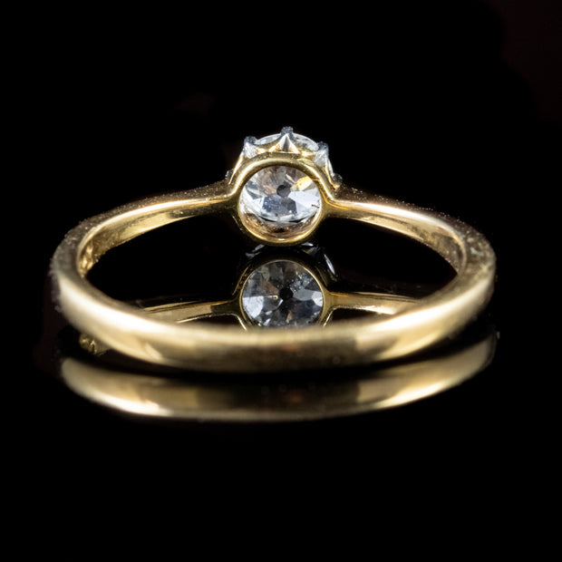 Antique Edwardian Diamond Solitaire Ring 18Ct Gold Platinum Circa 1910