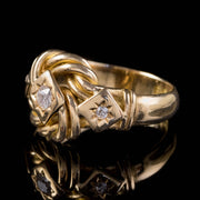 Antique Edwardian Diamond Trilogy Lovers Knot Ring 18Ct Gold Dated 1916