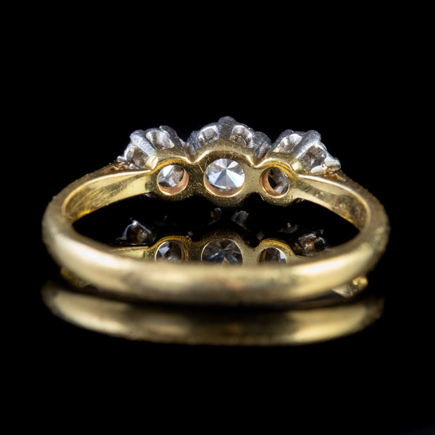 Antique Edwardian Diamond Trilogy Ring Platinum 18Ct Gold  Circa 1910