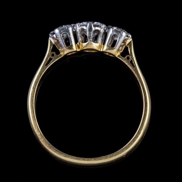 Antique Edwardian Diamond Trilogy Ring Platinum 18Ct Gold  Circa 1910