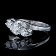 Vintage Diamond Trilogy Ring 18Ct White Gold 0.75Ct Diamond Circa 1920