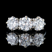 Antique Edwardian Diamond Trilogy Ring Platinum 2.65Ct Of Diamond Circa 1910 Cert