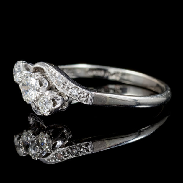 Antique Edwardian Diamond Twist Trilogy Ring 18Ct Gold Platinum Circa 1915