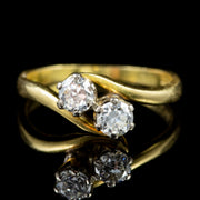 Antique Edwardian Double Diamond Twist Engagement Ring 18Ct Gold Circa 1910