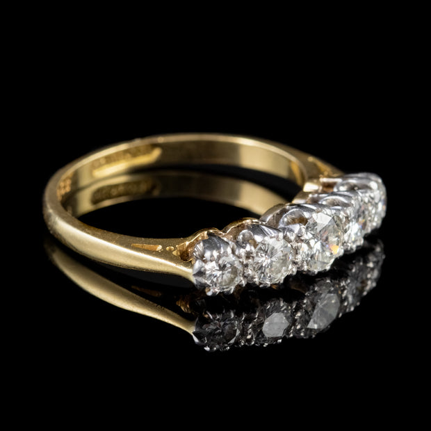 Antique Edwardian Five Stone Diamond Ring 18Ct Gold Platinum Circa 1905