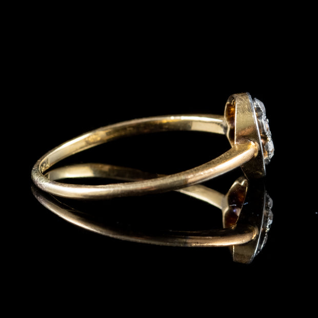Antique Edwardian Flower Diamond Ring 18Ct Gold Platinum Circa 1910