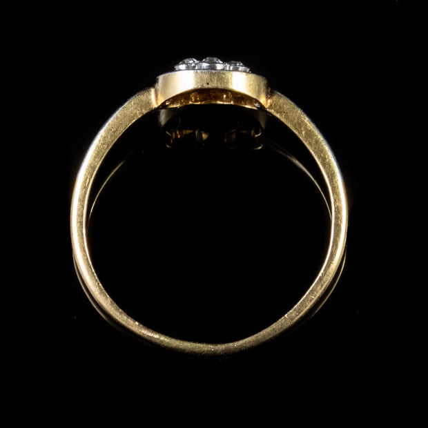 Antique Edwardian Flower Diamond Ring 18Ct Gold Platinum Circa 1910