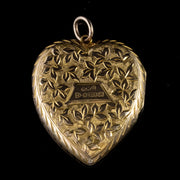 Antique Edwardian Ivy Heart Locket 9Ct Gold Dated Chester 1908