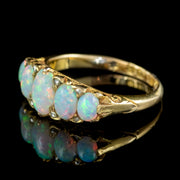 Antique Edwardian Opal Diamond Five Stone Ring 18Ct Gold Dated 1902