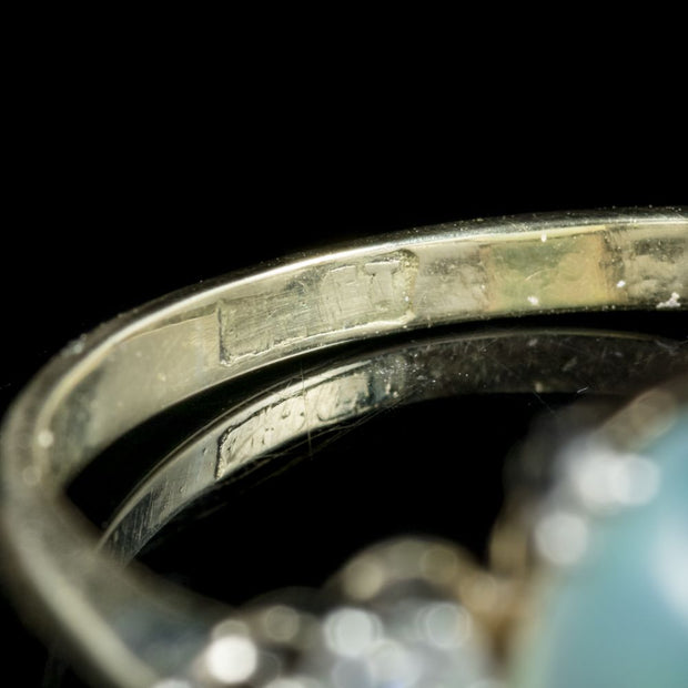 Antique Edwardian Opal Diamond Ring 18Ct Gold Circa 1910