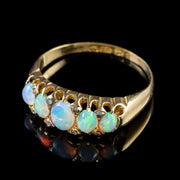 Antique Edwardian Opal Diamond Ring 18Ct Gold Dated 1903