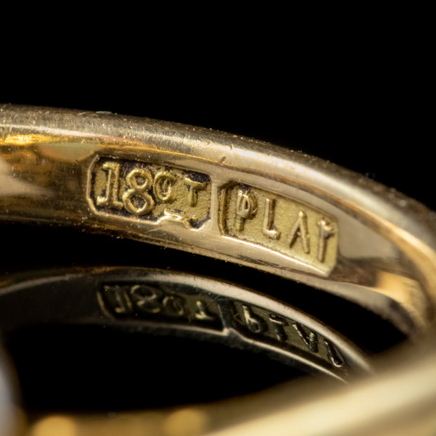 Antique Edwardian Opal Diamond Ring Platinum 18Ct Gold Circa 1915