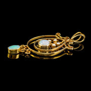 Antique Edwardian Opal Pearl Pendant 15Ct Gold Circa 1910