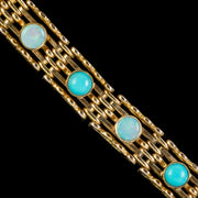 Antique Edwardian Opal Turquoise Gate Bracelet 9ct Gold Walker And Hall Circa 1901