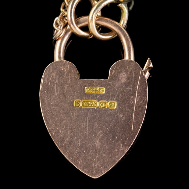 Antique Edwardian Padlock And Key Bracelet 9Ct Gold Lewis Brothers Dated 1903