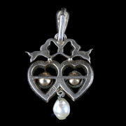 Antique Edwardian Paste Stone Pearl Pendant Silver Circa 1910