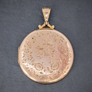 Antique Edwardian Round Forget Me Not Locket 9Ct Gold Dated 1910