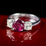 Antique Edwardian Ruby Diamond Trilogy Ring Platinum Circa 1910