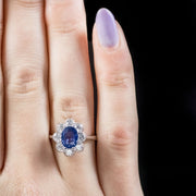 Antique Edwardian Sapphire Diamond Ring Platinum Circa 1915