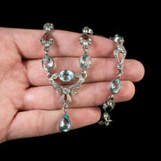 Antique Edwardian Silver Paste Lavaliere Necklace Earrings Set Circa 1905