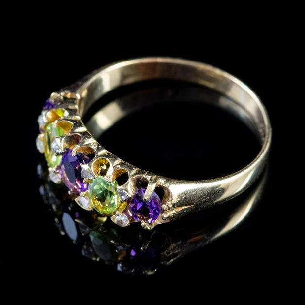 Antique Edwardian Suffragette Amethyst Ring 15Ct Gold