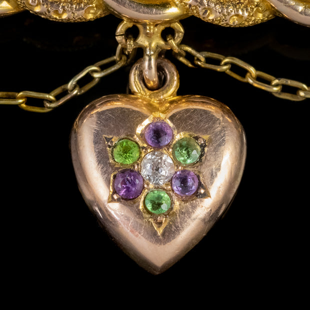Antique Edwardian Suffragette Heart Brooch 15Ct Gold Circa 1910