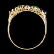 Antique Edwardian Suffragette Ring 18ct Gold Peridot Amethyst Diamond Circa 1910
