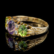 Antique Edwardian Suffragette Ring 18Ct Gold Peridot Amethyst Diamond Dated 1905