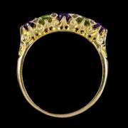 Antique Edwardian Suffragette Ring Amethyst Peridot Diamond 18Ct Gold Circa 1904