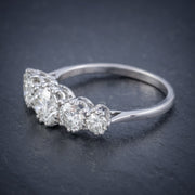 Vintage Five Stone Diamond Ring 18Ct White Gold 2Ct Diamond Circa 1920