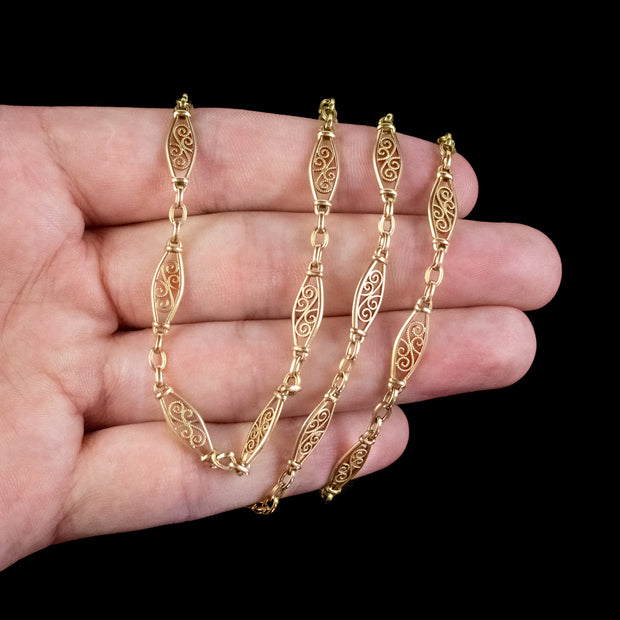 Antique French Long Guard Chain 18Ct Yellow Gold Circa 1910