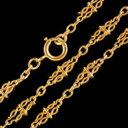 Antique French Long Sautoir Chain Silver 18Ct Gold Gilt Circa 1900