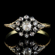 Antique Georgian 0.70Ct Rose Cut Diamond Cluster Ring 18Ct Gold Silver Circa 1800