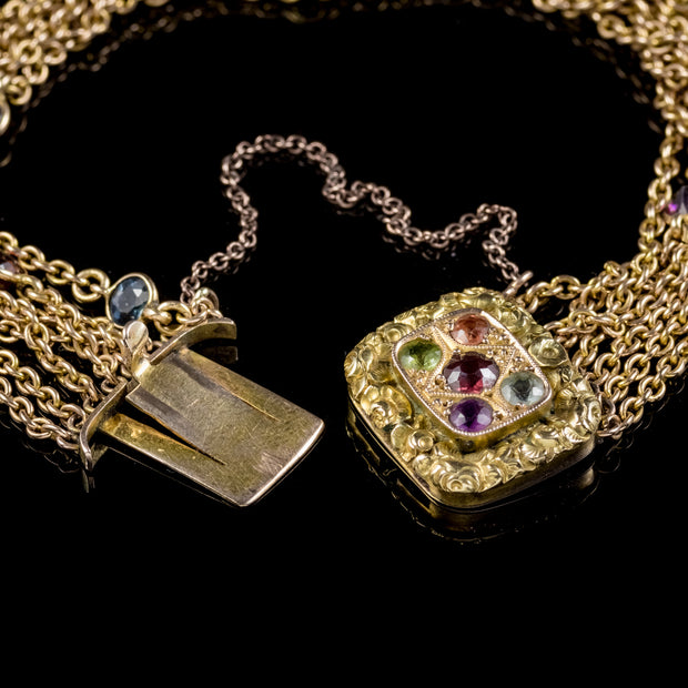 Antique Georgian 18Ct Gold Gemstone Garland Bracelet Circa 1800