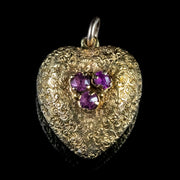 Antique Georgian Amethyst Heart Pendant 18Ct Gold Circa 1800