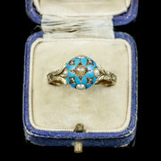 Antique Georgian Blue Forget Me Not Pearl Diamond Ring Dated 1801
