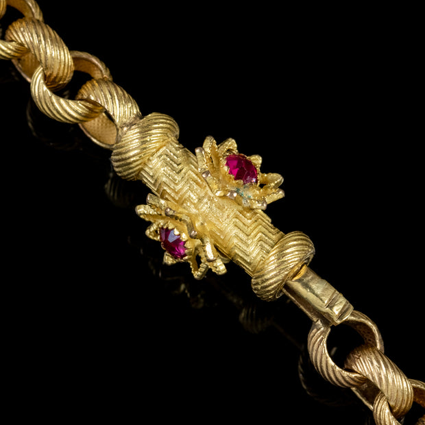 Antique Georgian Long Guard Chain 18Ct Gold On Silver Circa 1800