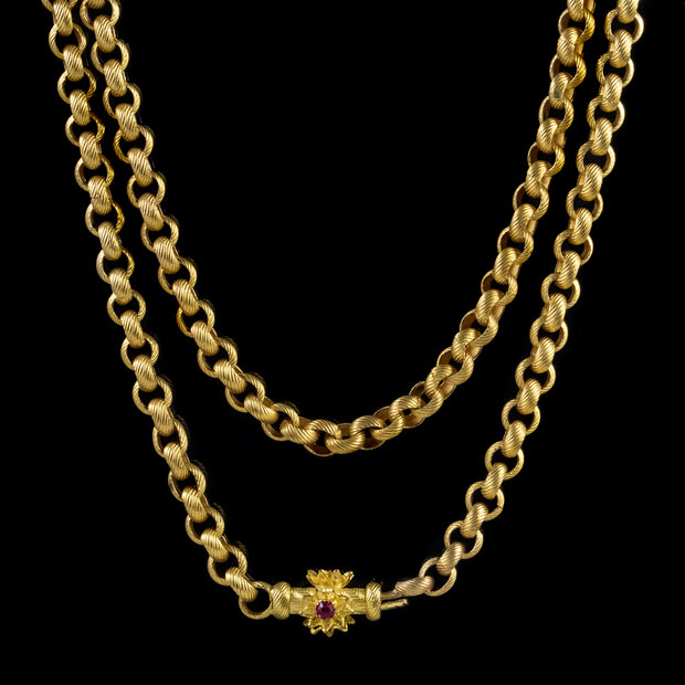 Antique Georgian Long Guard Chain 18Ct Gold On Silver Circa 1800