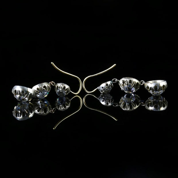 Antique Georgian Long Paste Earrings Circa 1800 Silver Gold