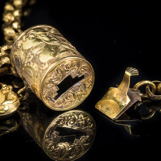 Antique Georgian Necklace 18Ct Gold Garnet Heart Pendant Circa 1800