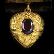Antique Georgian Necklace 18Ct Gold Garnet Heart Pendant Circa 1800