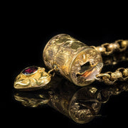 Antique Georgian Necklace 18Ct Gold Garnet Heart Pendant Circa 1800