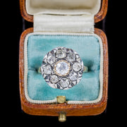 Antique Georgian Old Cut Diamond Cluster Ring 18Ct Gold Silver Circa 1830