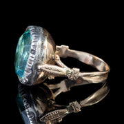 Antique Georgian Paste Aquamarine Ring 18Ct Gold Silver Circa 1800