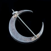Antique Victorian Paste Crescent Moon Brooch Silver Circa 1900