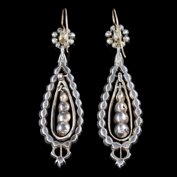 Antique Georgian Crystal Drop Earrings Silver 18ct Gold