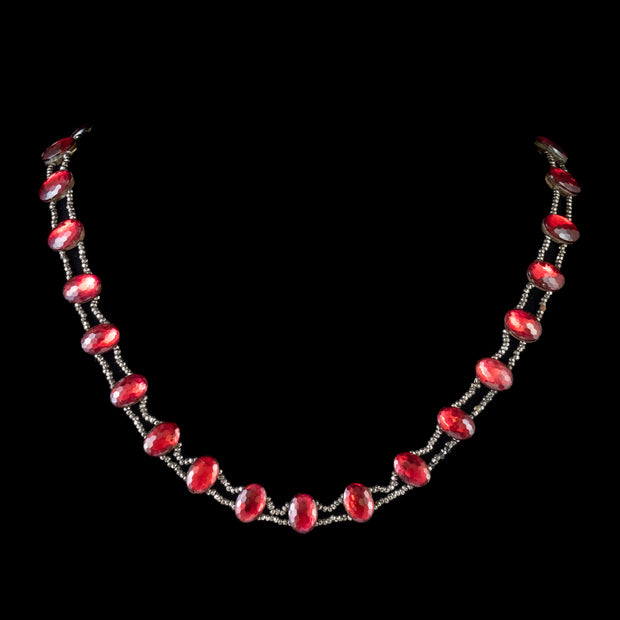 Antique Georgian Red Paste Stone Collar Necklace Cut Steel Circa 1800